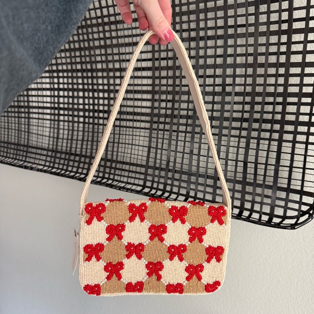 Anthropologie the Fiona beaded red bow bag - Picture 6 of 6